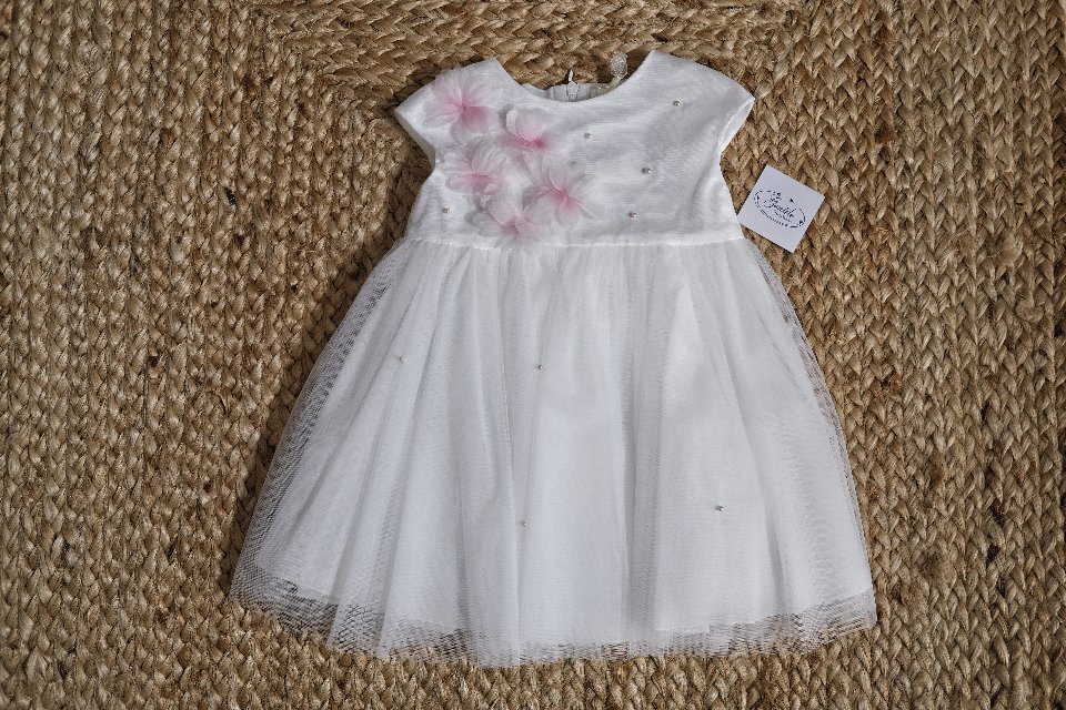 Abito elegante con tulle e fiori in organza Bimbalò