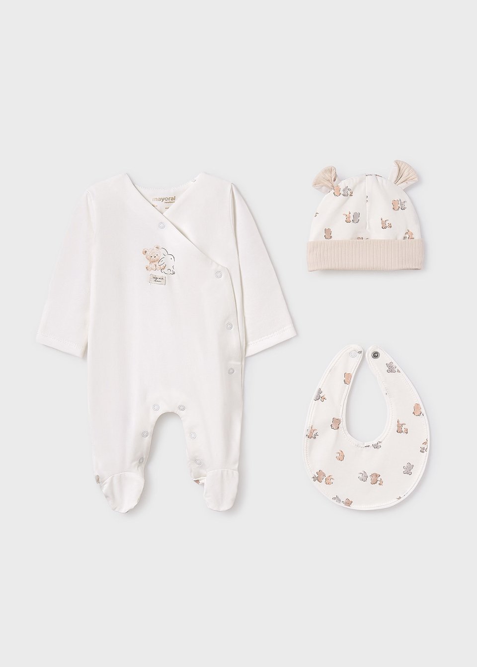 Completo 3 pezzi in jersey di cotone Panna Mayoral