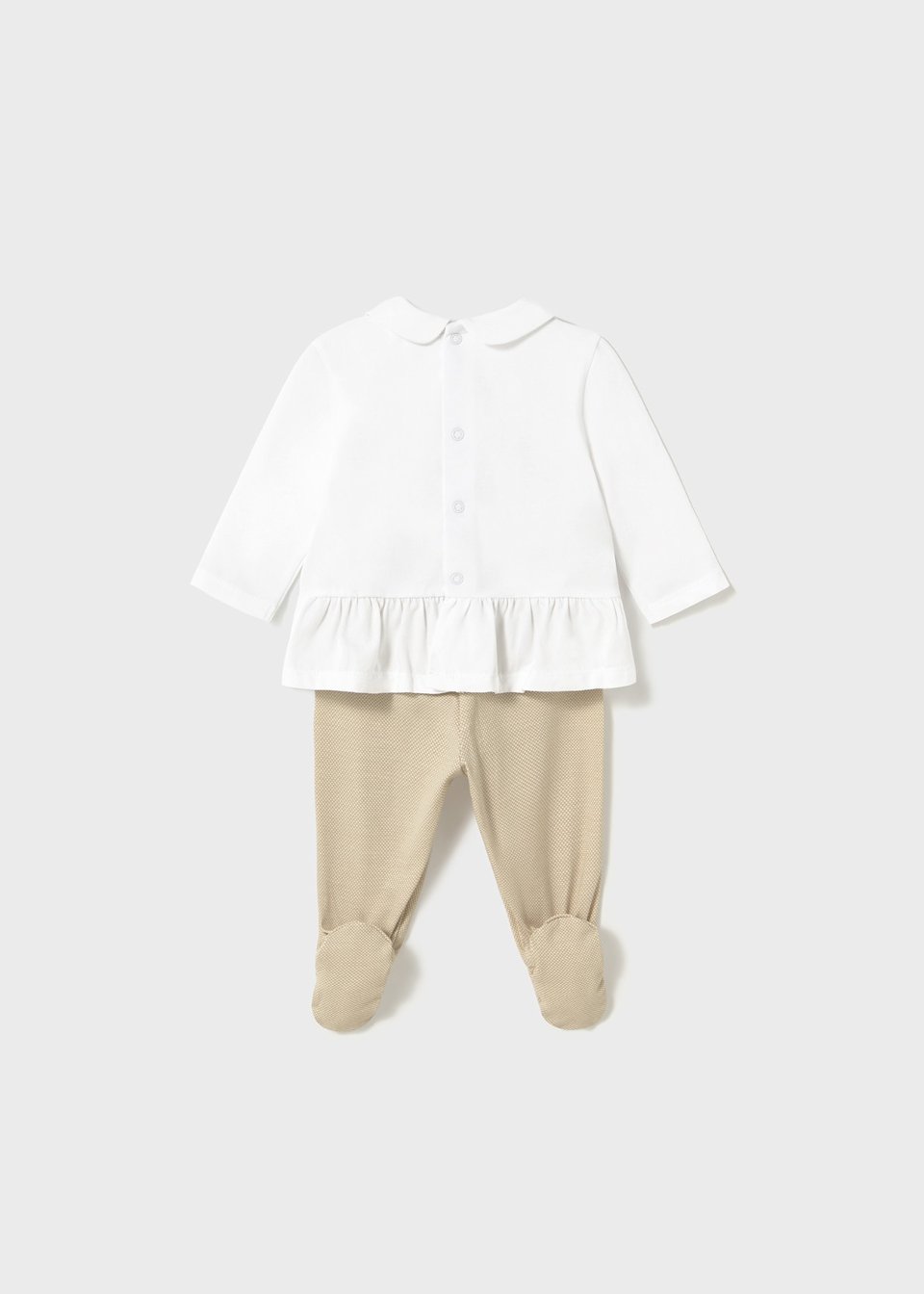 Completo 2 pezzi in jersey di cotone Bianco / Beige Mayoral