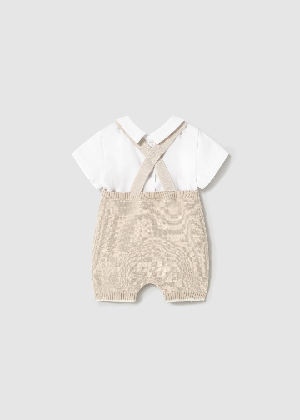 Salopette 2 pezzi in cotone Beige / Bianco Mayoral
