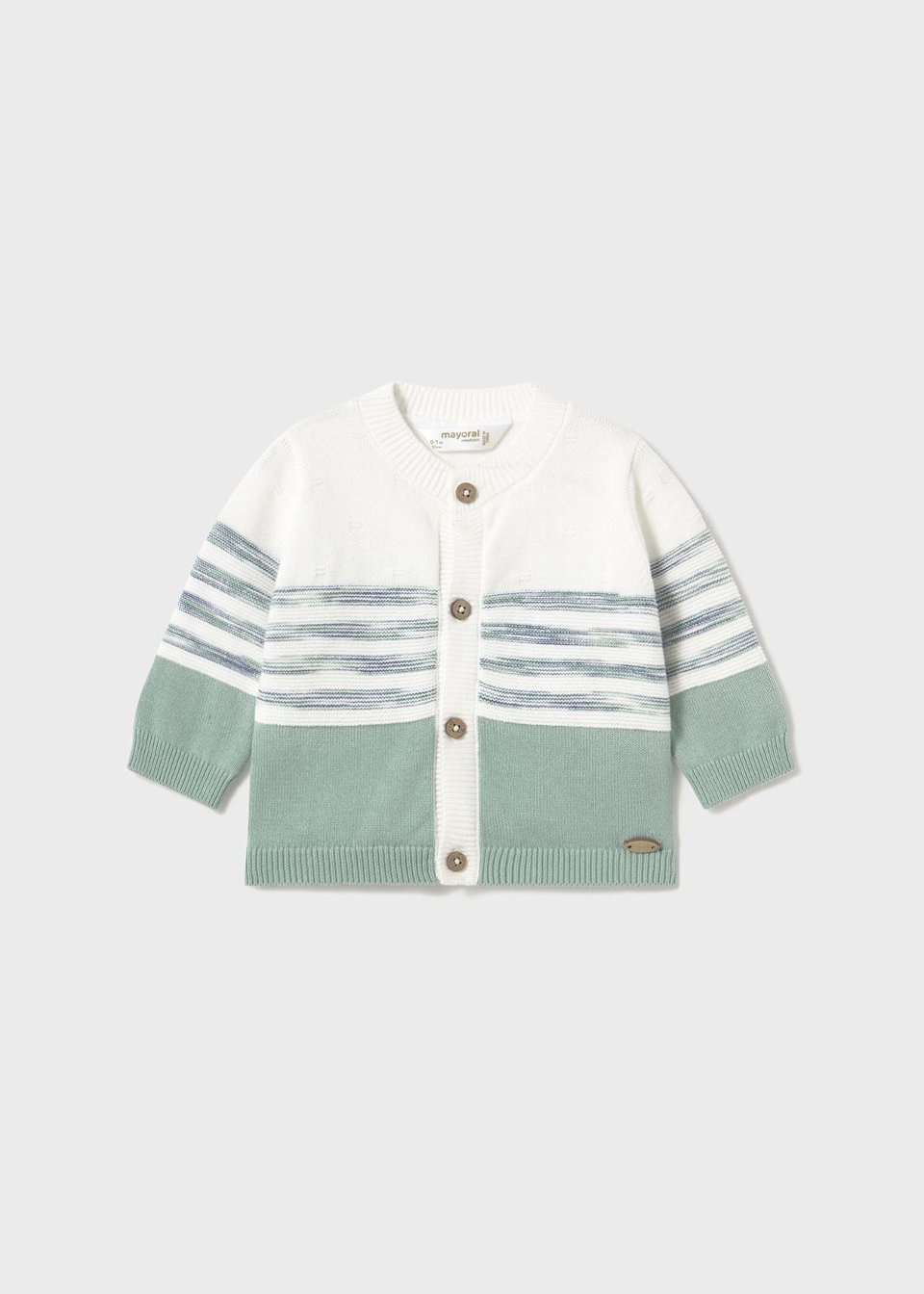 Completo 3 pezzi in filo di puro cotone Bianco / Menta taglia 2-4 mesi Mayoral