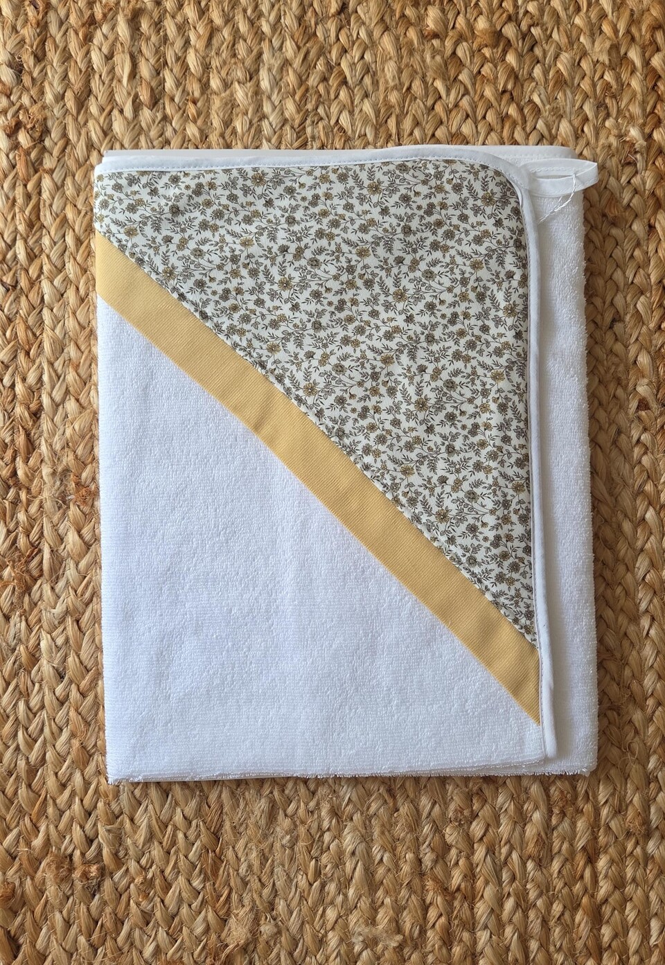 Accappatoio con cappuccio in spugna Bianco / Giallo Barcellino