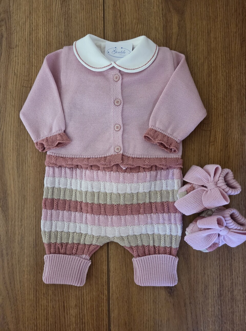 Completo 3 pezzi in pura lana Marsala / Ciclamino / Multicolor taglia 0-3 mesi Marlù