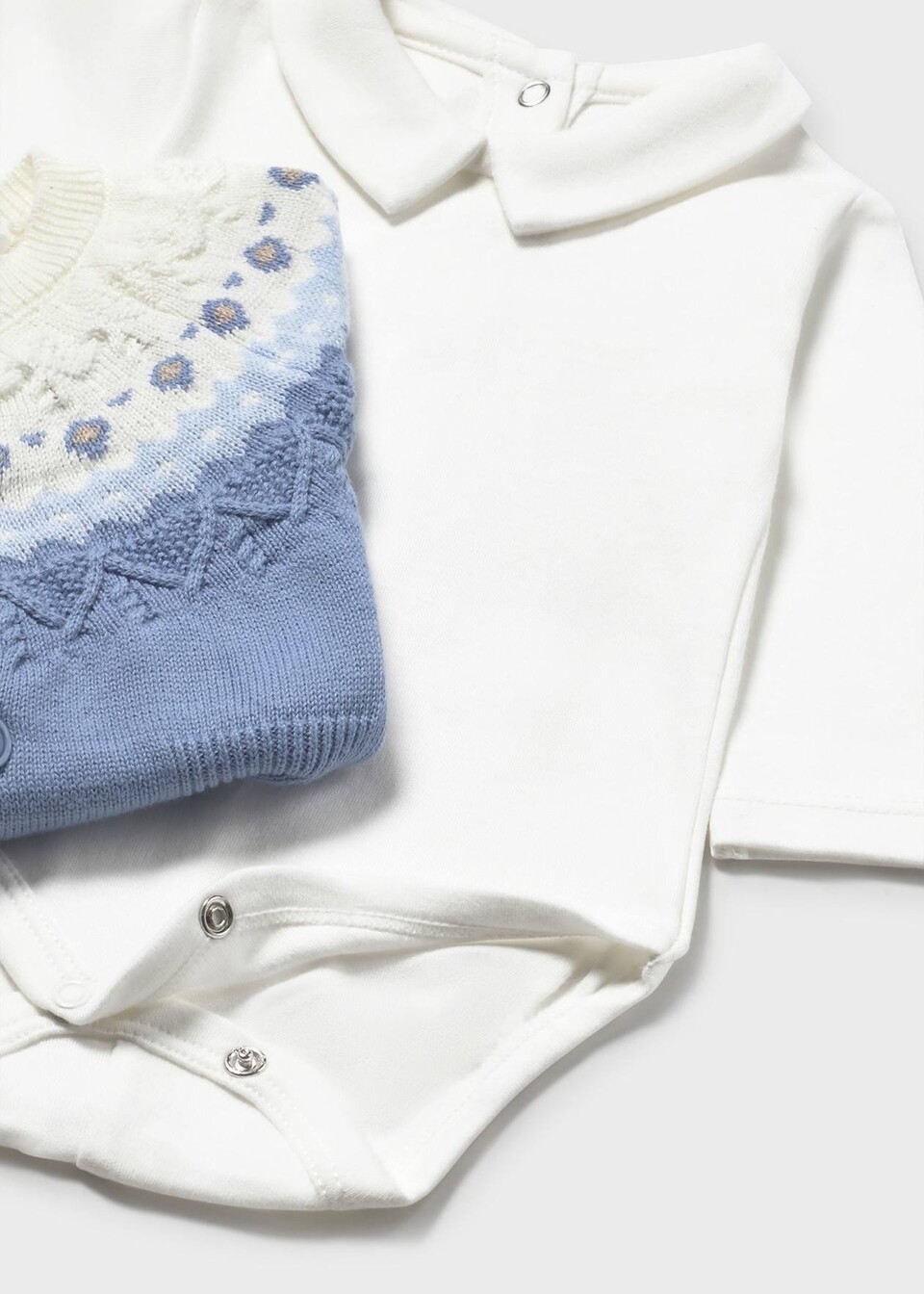 Completo 3 pezzi in caldo cotone Azzurro / Bianco Mayoral