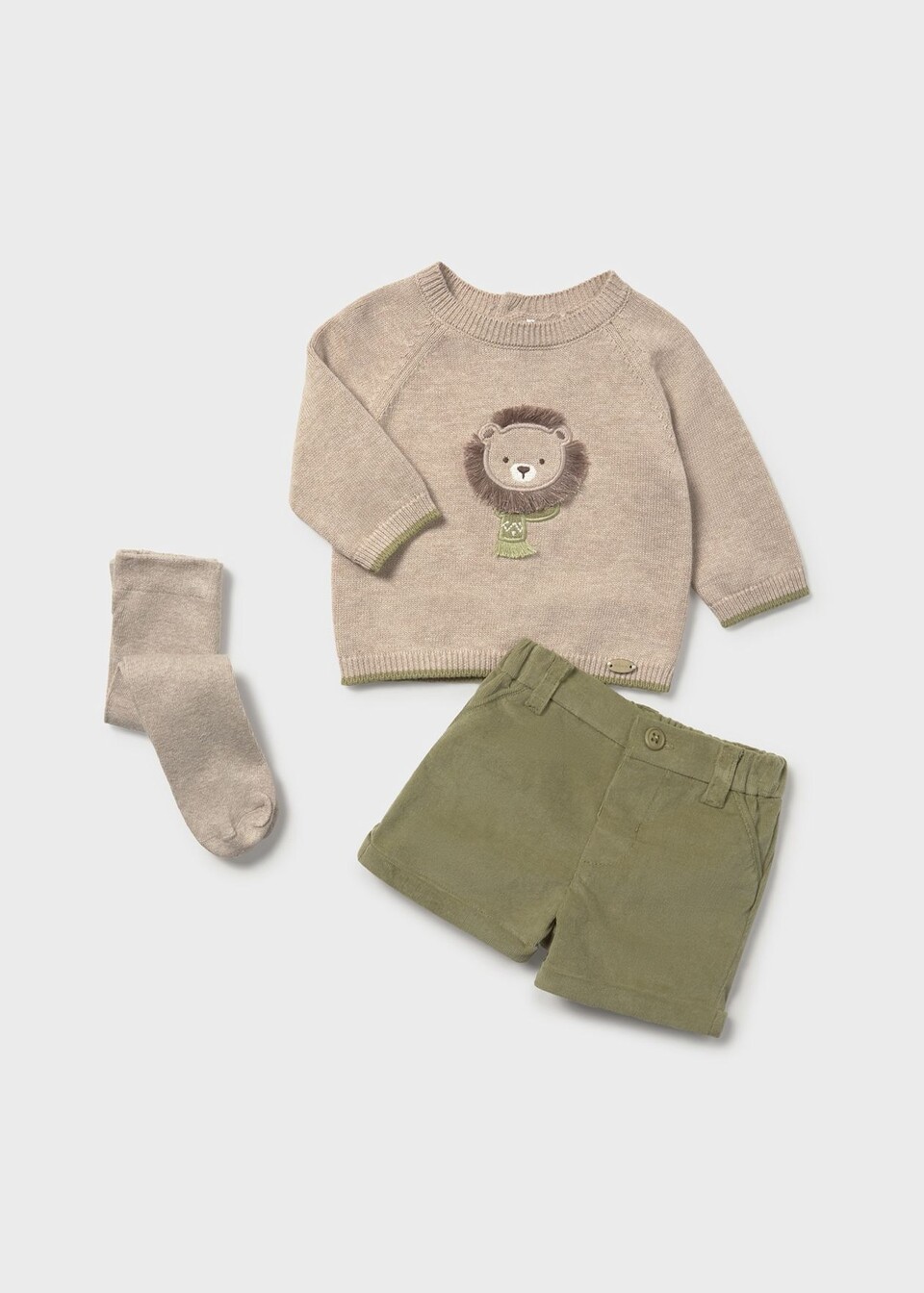 Completo 3 pezzi in caldo cotone Leoncino Tortora / Verde Mayoral