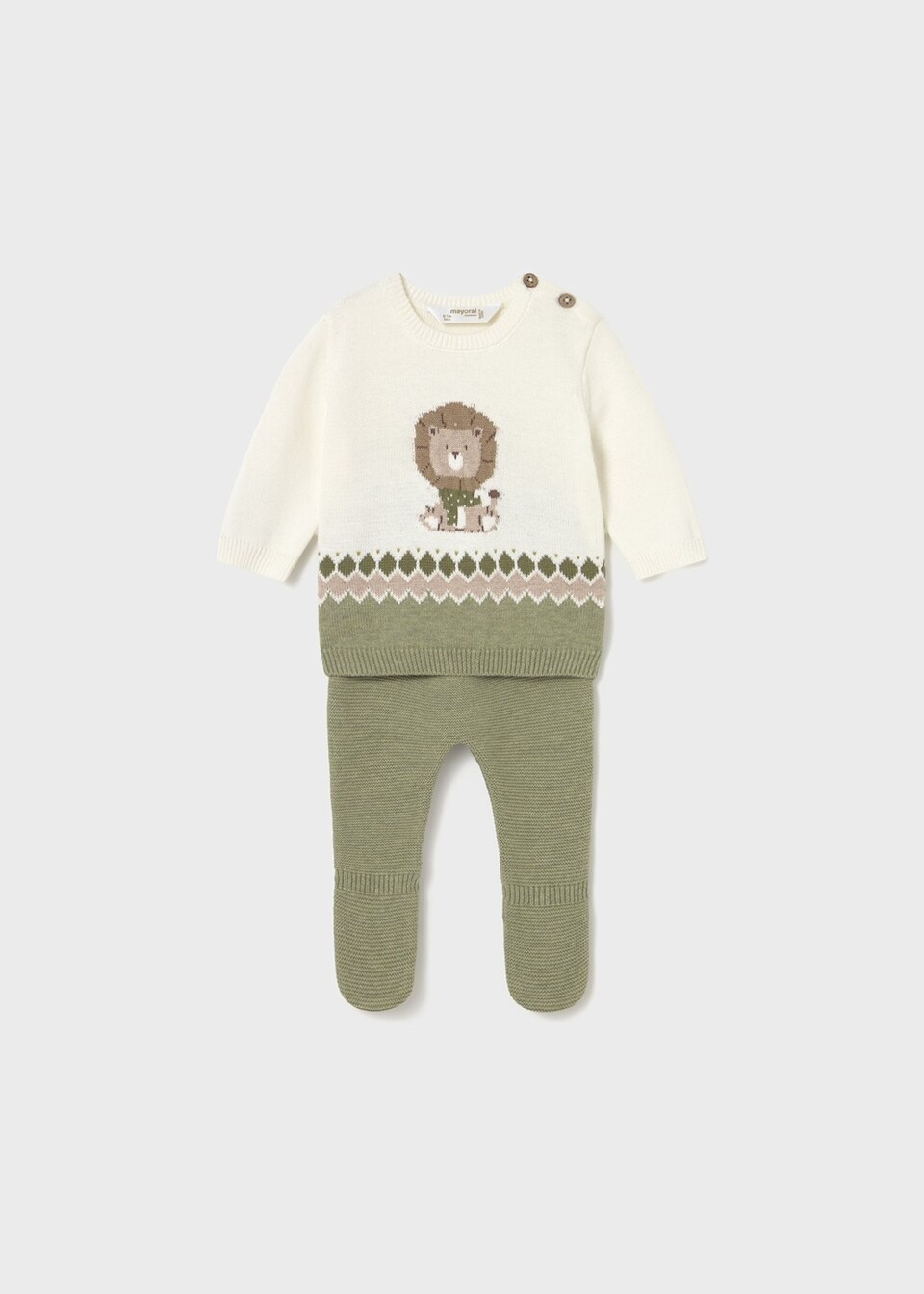 Completo 2 pezzi in caldo cotone Leoncino Panna / Verde Mayoral
