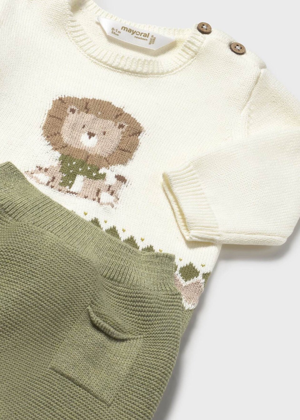 Completo 2 pezzi in caldo cotone Leoncino Panna / Verde Mayoral