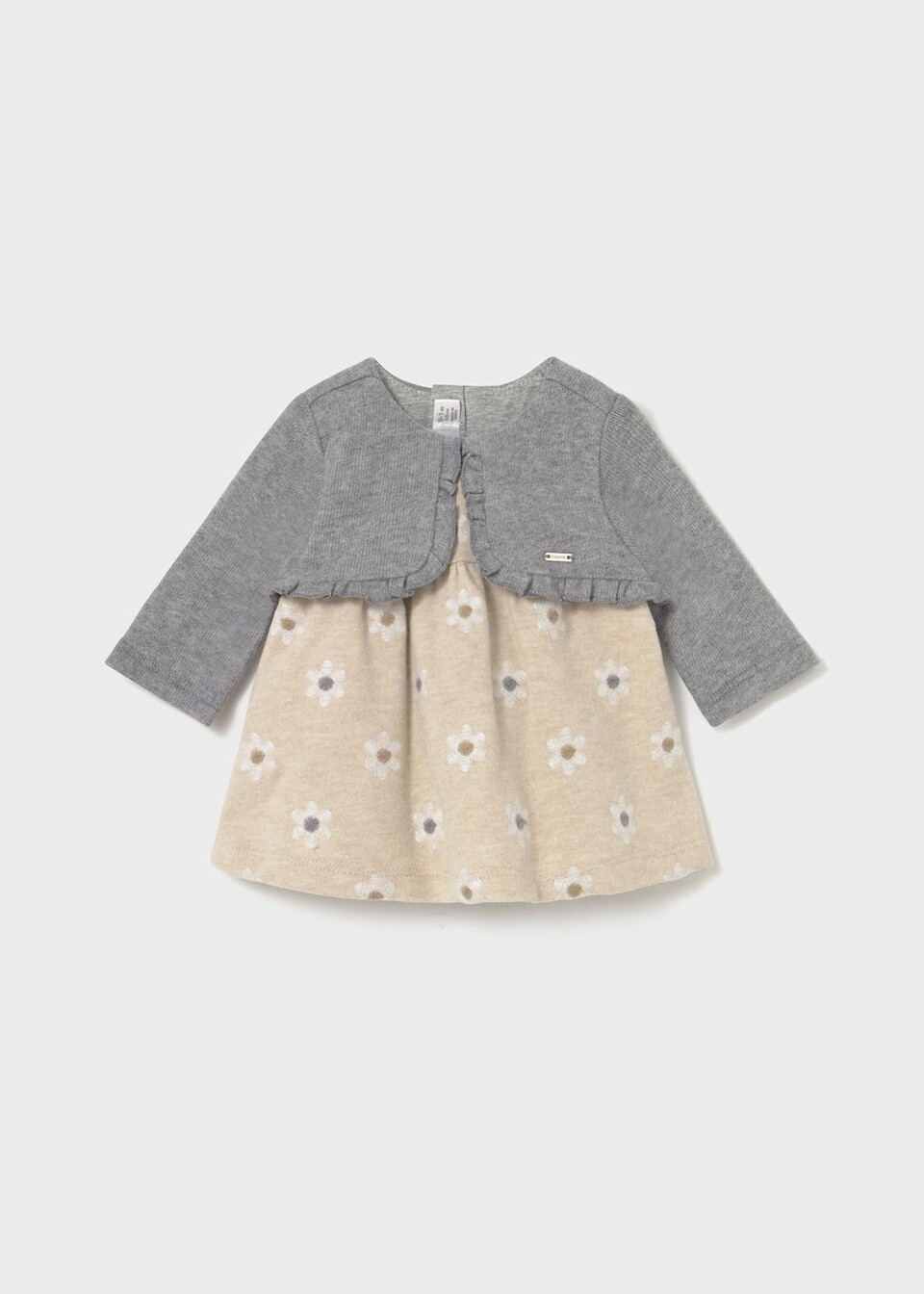 Vestito in caldo cotone con cardigan integrato Grigio / Beige Mayoral