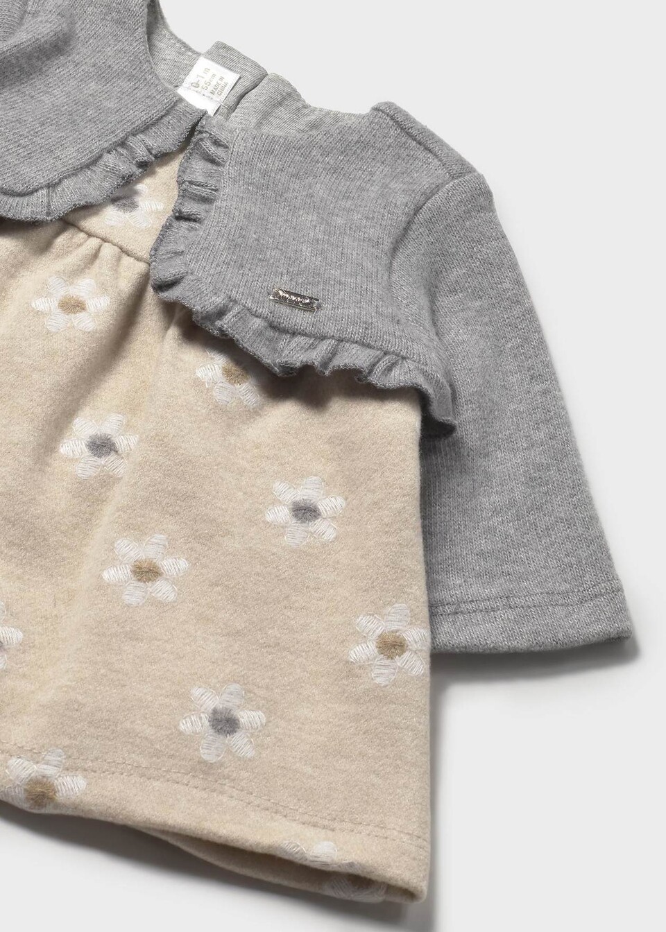 Vestito in caldo cotone con cardigan integrato Grigio / Beige Mayoral