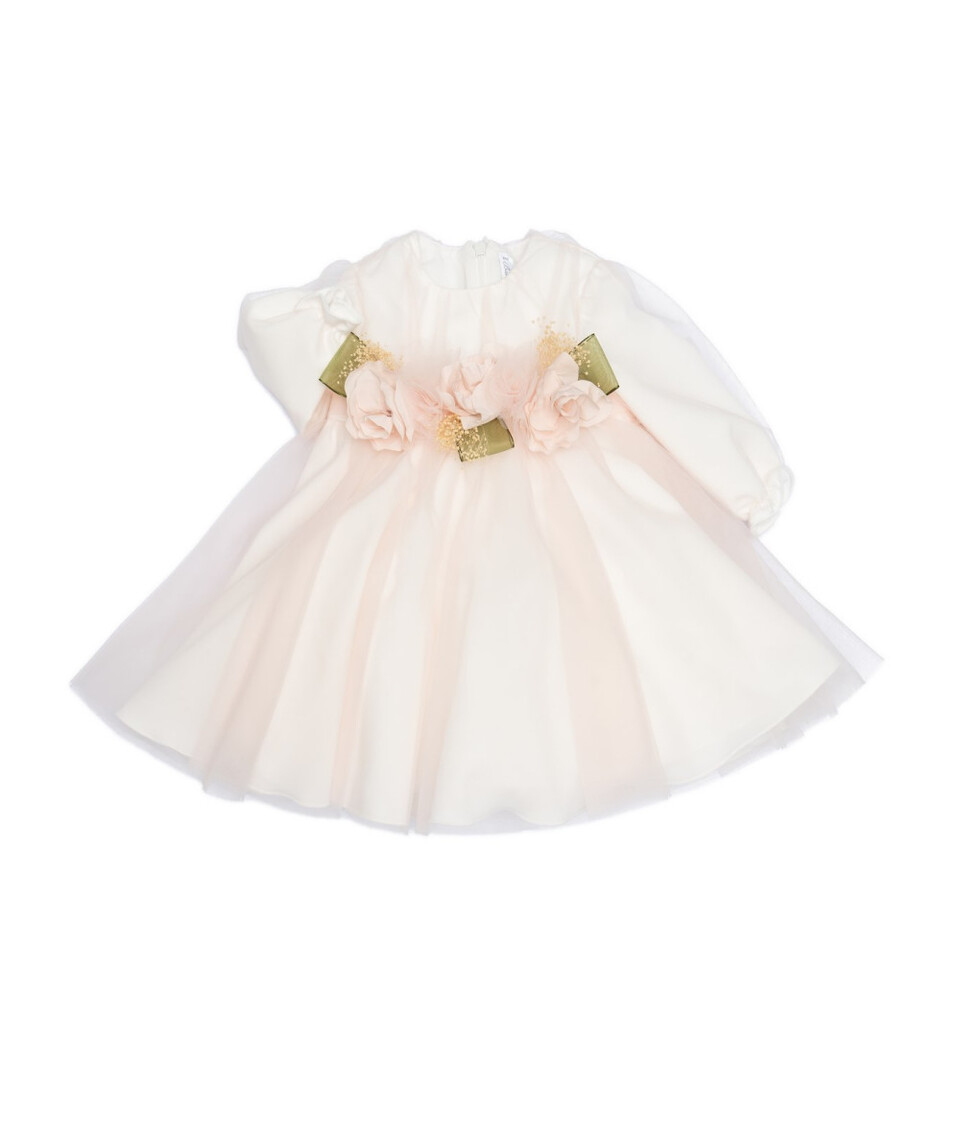Abito elegante con tulle Panna / Rosa Barcellino