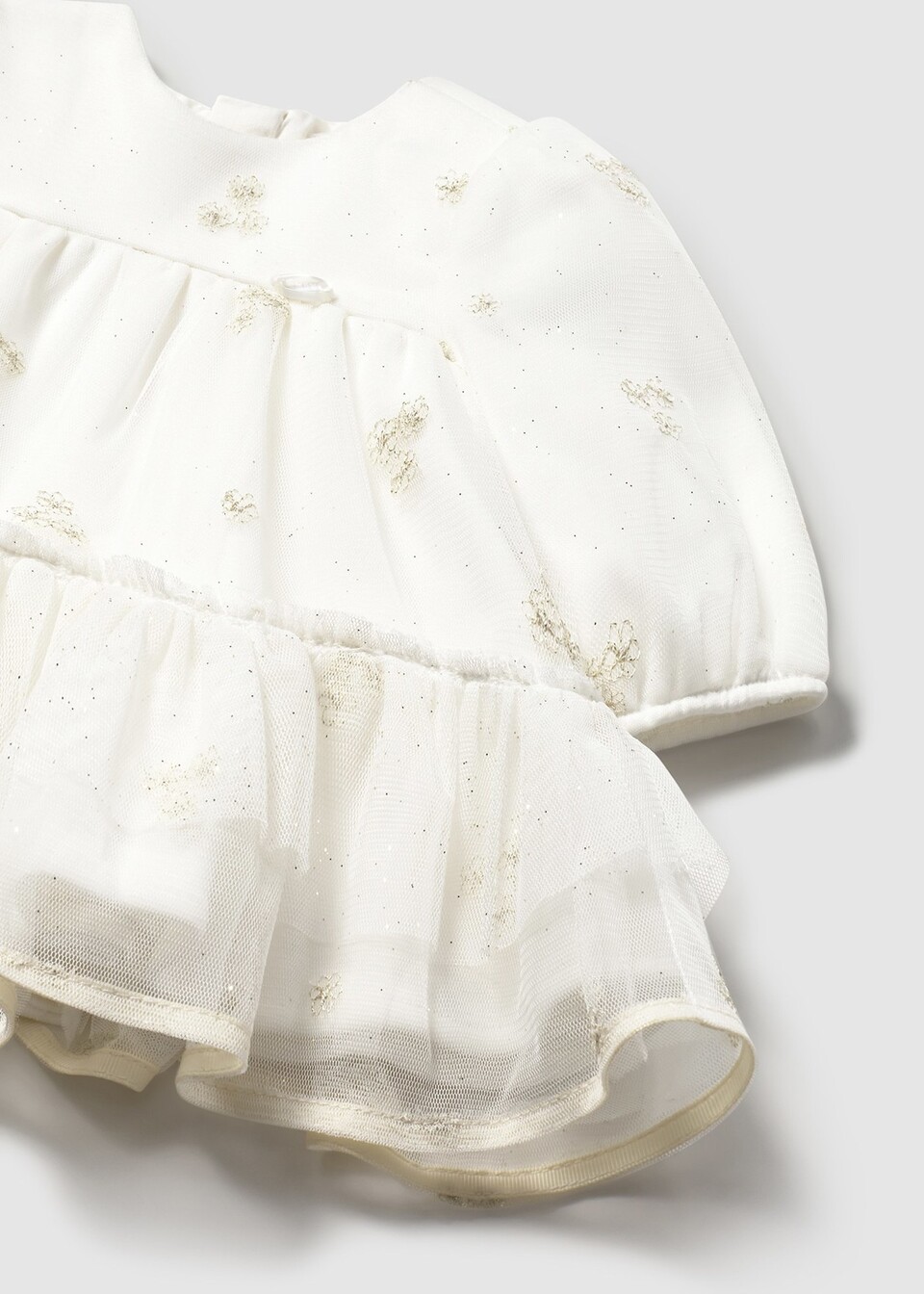 Vestito in caldo cotone e tulle Panna / Oro Mayoral