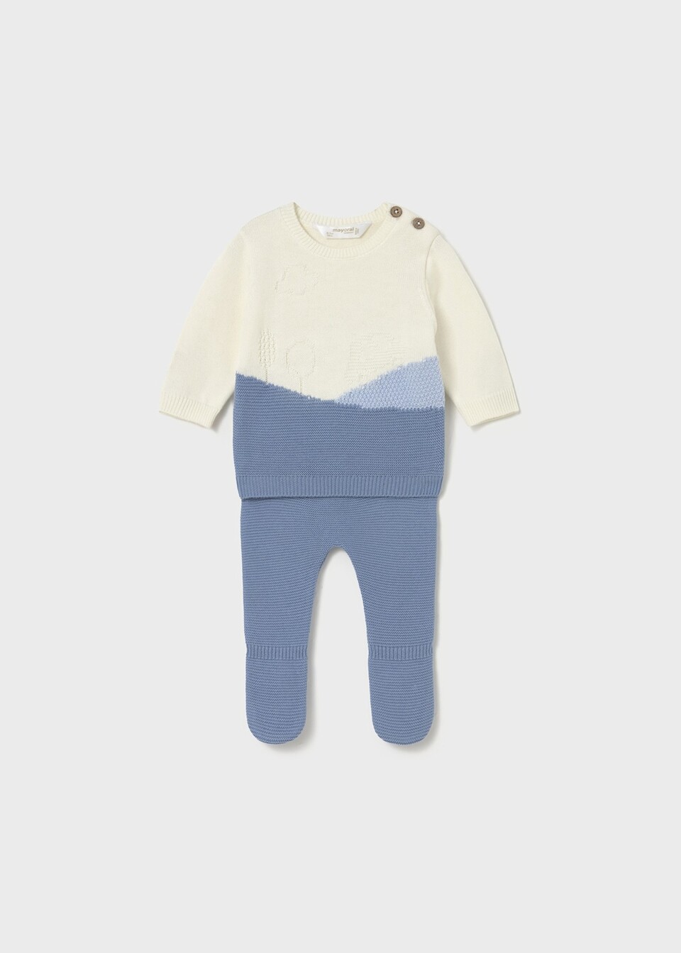 Completo 2 pezzi in caldo cotone Panna / Azzurro Mayoral