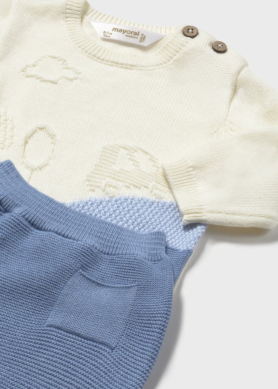 Completo 2 pezzi in caldo cotone Panna / Azzurro Mayoral