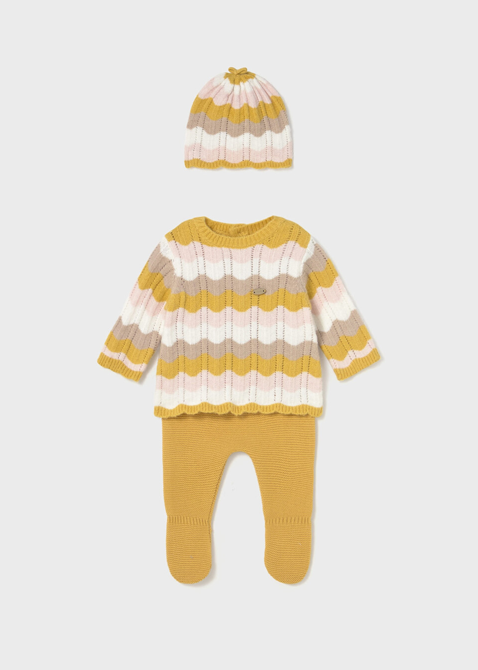 Completo 3 pezzi in caldo cotone Giallo / Tortora / Rosa Mayoral
