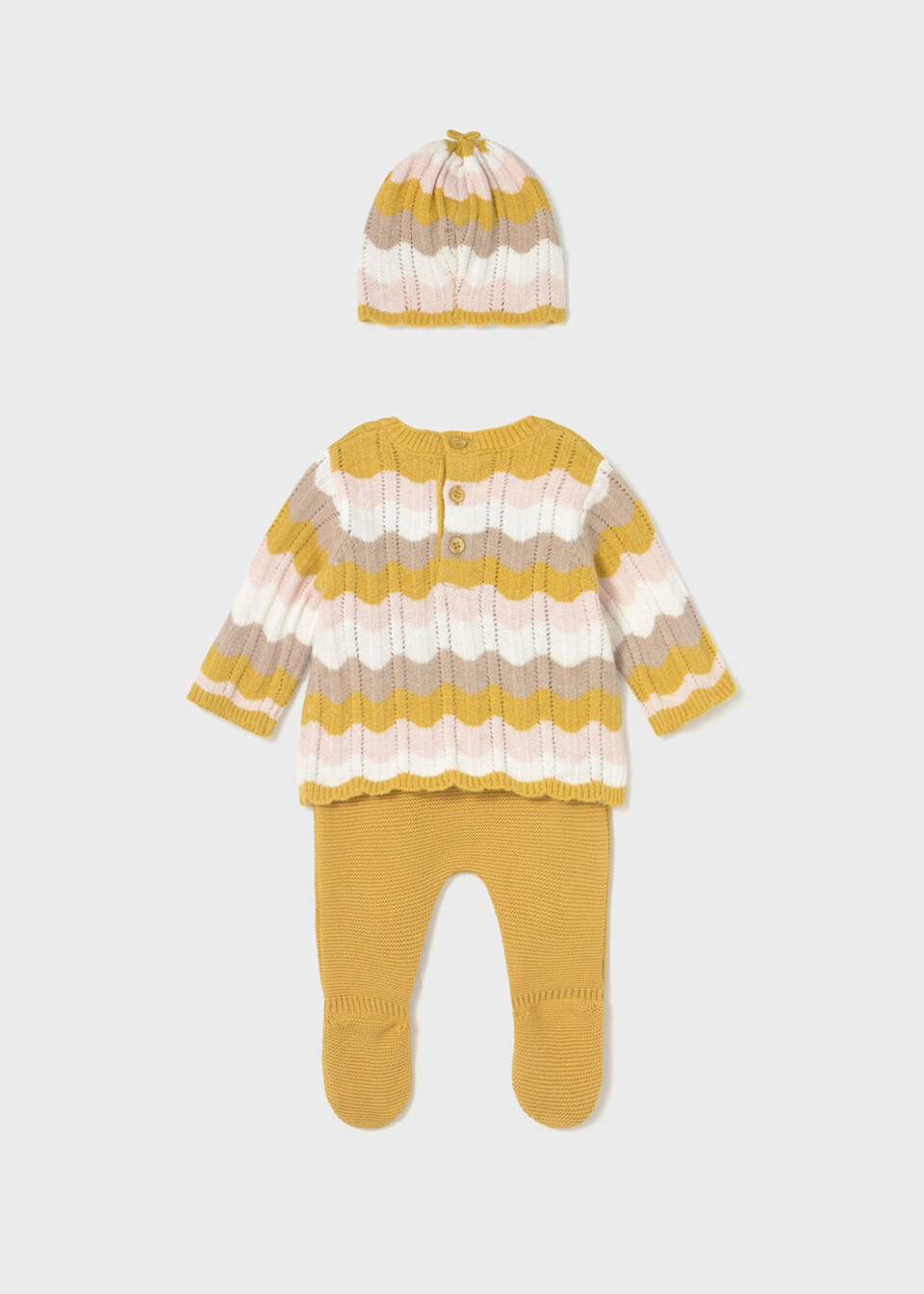 Completo 3 pezzi in caldo cotone Giallo / Tortora / Rosa Mayoral
