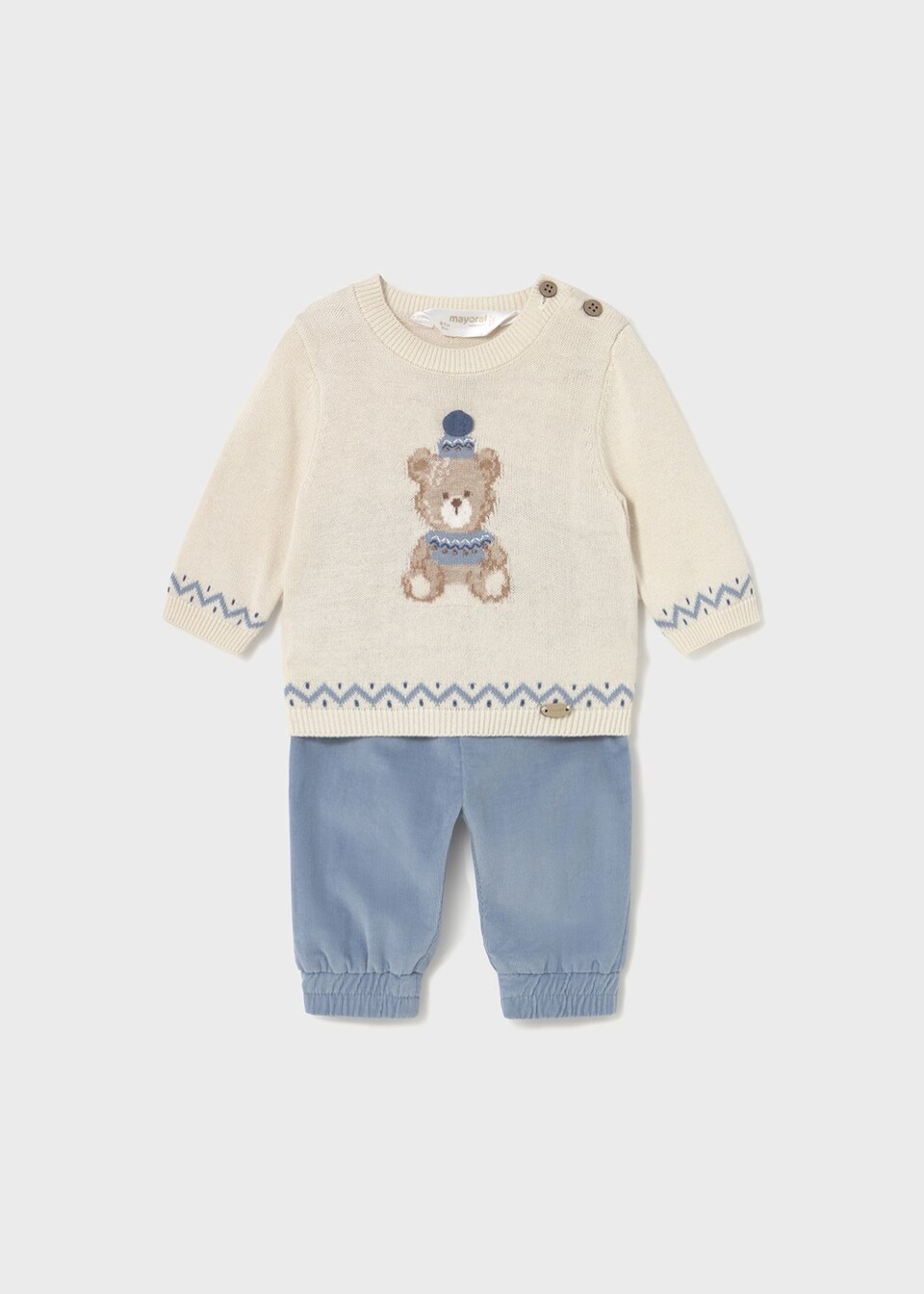 Completo 2 pezzi in caldo cotone Panna / Azzurro Mayoral