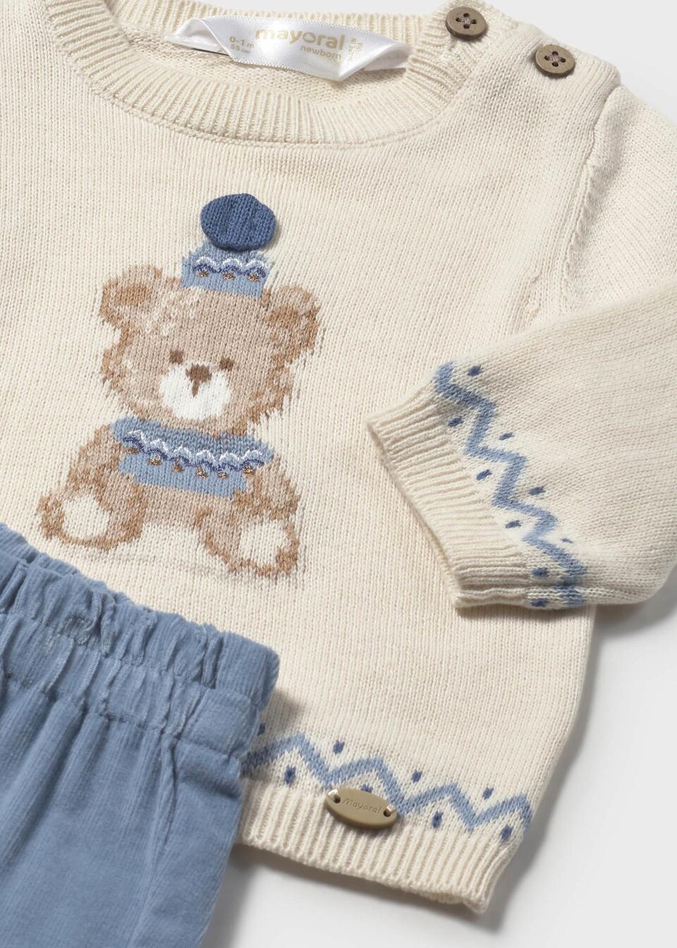 Completo 2 pezzi in caldo cotone Panna / Azzurro Mayoral