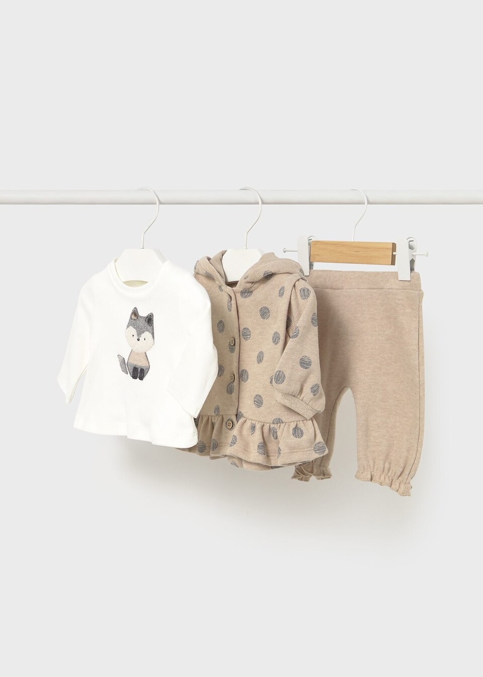 Completo 3 pezzi in caldo cotone Beige / Grigio Mayoral