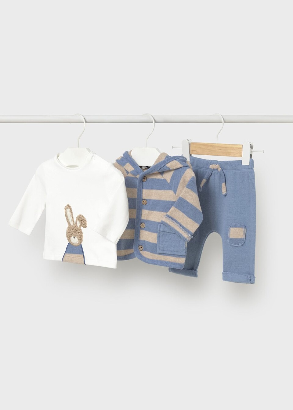 Completo 3 pezzi in caldo cotone Azzurro / Beige Mayoral