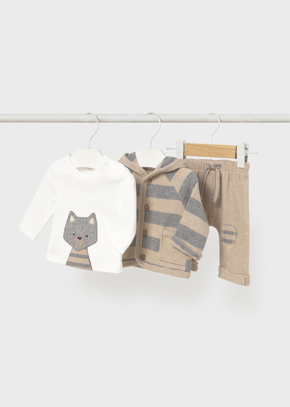 Completo 3 pezzi in caldo cotone Beige / Grigio Mayoral