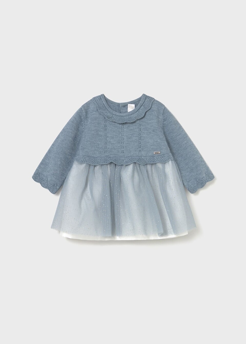 Vestito neonata in caldo cotone e tulle Cielo Polvere Mayoral