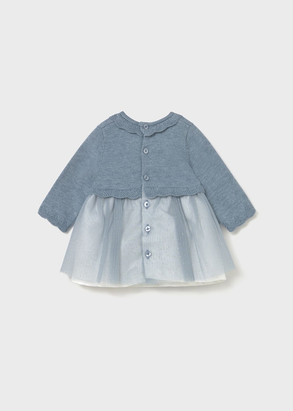 Vestito neonata in caldo cotone e tulle Cielo Polvere Mayoral