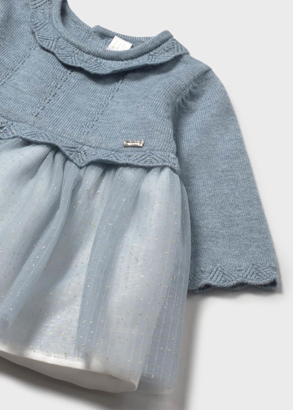 Vestito neonata in caldo cotone e tulle Cielo Polvere Mayoral