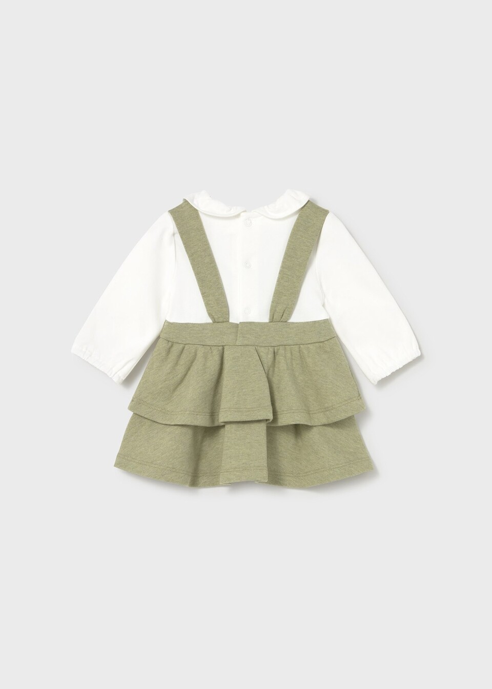 Vestito in caldo cotone con salopette integrata Bianco / Verde Mayoral