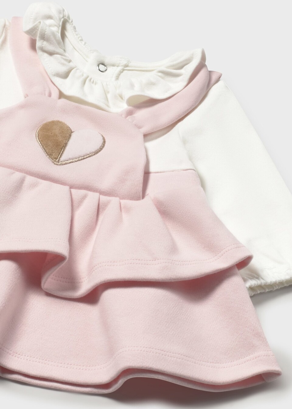 Vestito in caldo cotone con salopette integrata Bianco / Rosa Mayoral