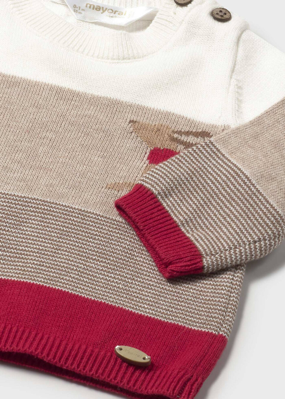 Completo 3 pezzi in caldo cotone Beige / Rosso Mayoral