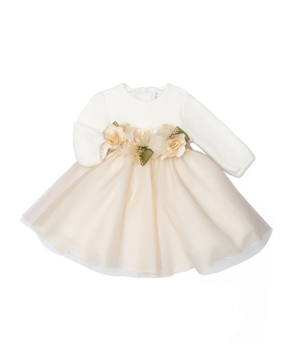 Abito elegante con tulle e fascetta Panna / Beige Barcellino