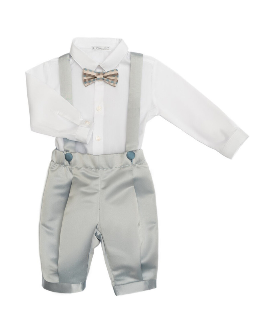 Completo 3 pezzi elegante Bianco / Cielo Barcellino