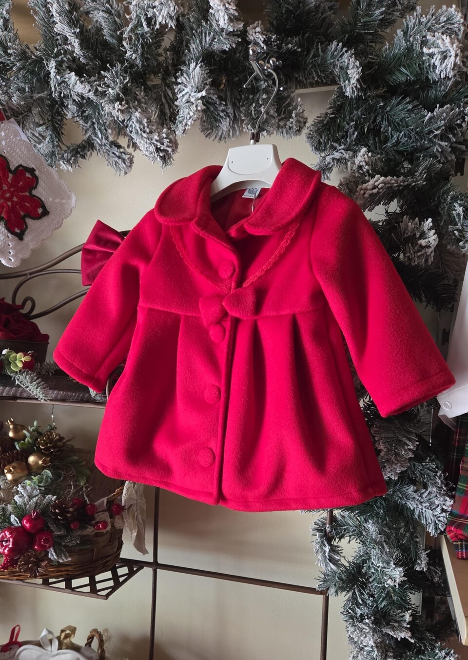 Cappotto in panno con colletto Rosso Il Corredino