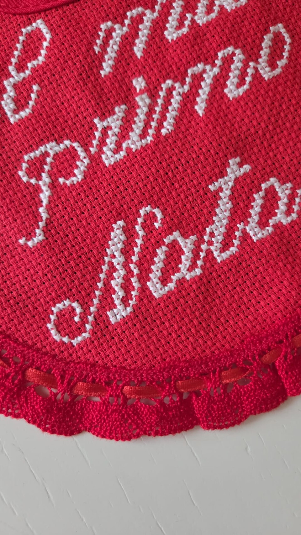 Bavetta natalizia in puro cotone Rossa Stafil Il mio primo Natale