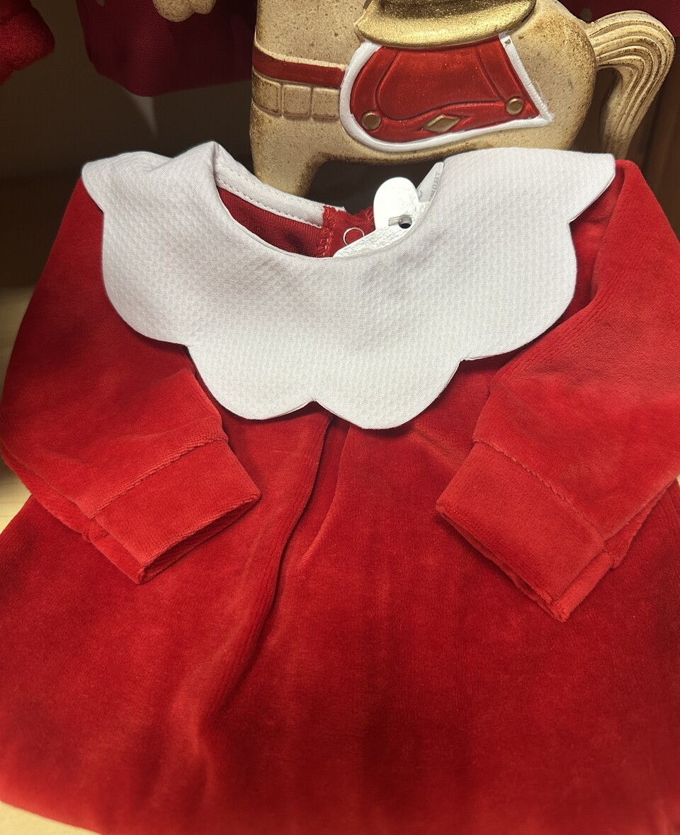 Tutina in ciniglia con colletto bianco in piquè Pappa e Latte