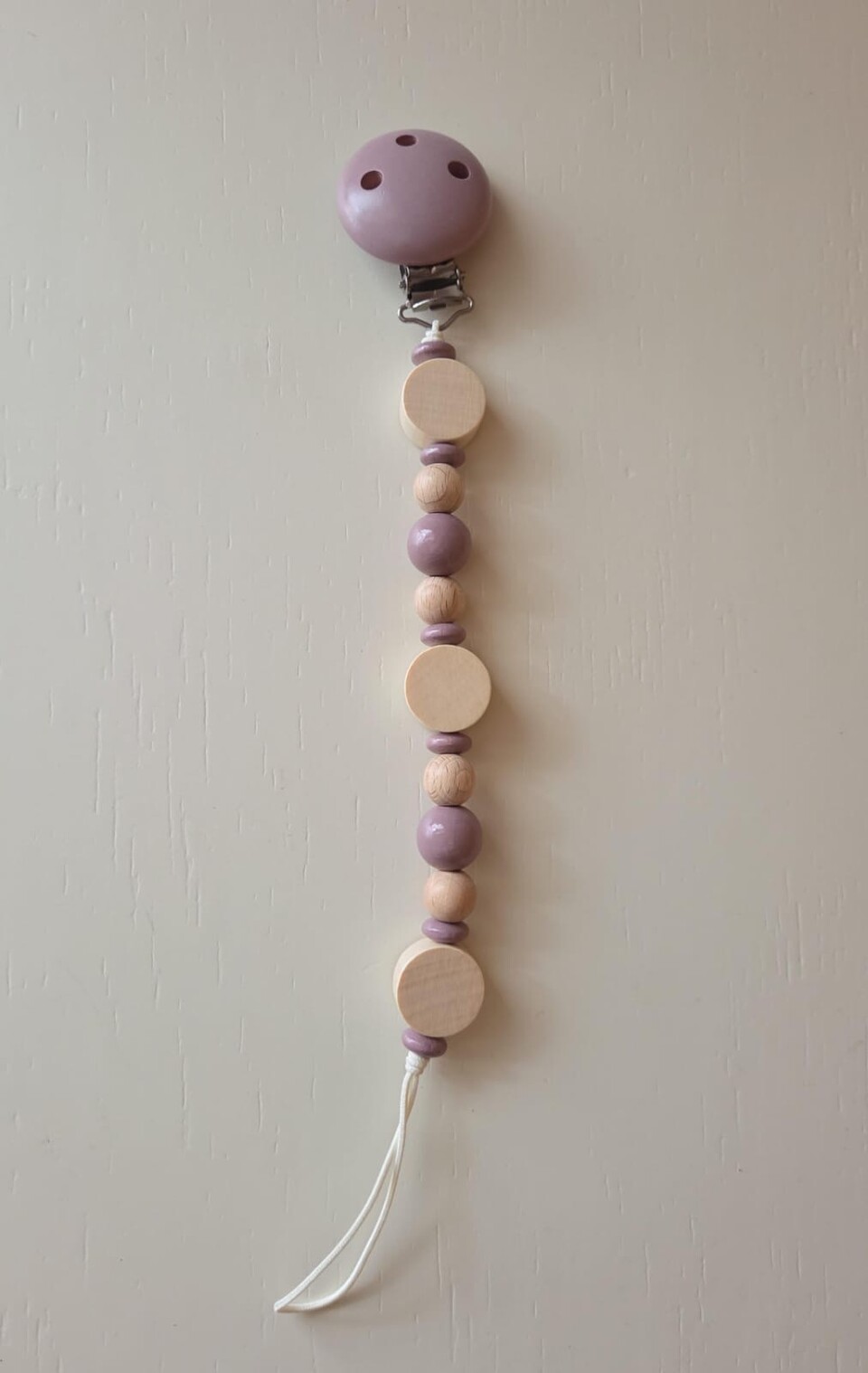 Catenella porta ciuccio in legno naturale Gentile Baby Couture Cerchi