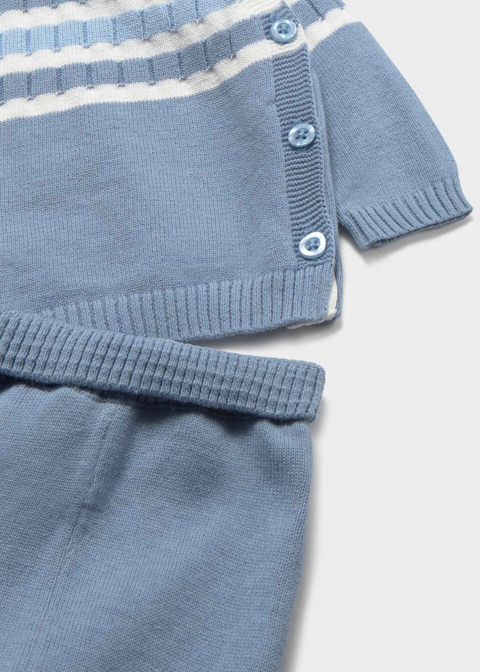 Completo 2 pezzi in filo di puro cotone Azzurro / Bianco Mayoral