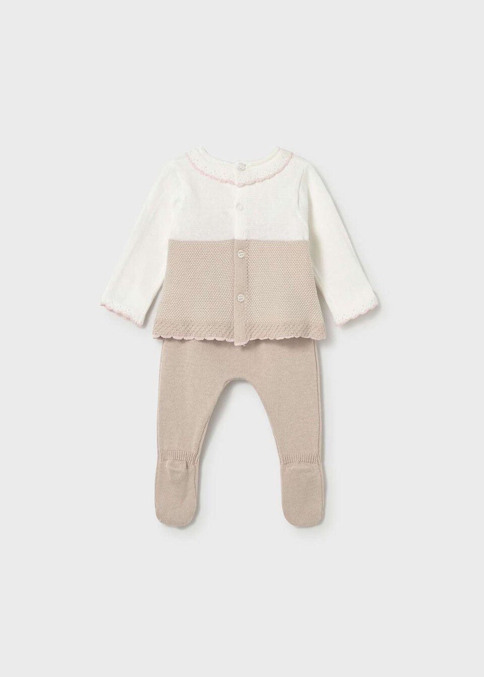 Completo 2 pezzi in filo di puro cotone Tortora / Panna / Rosa Mayoral