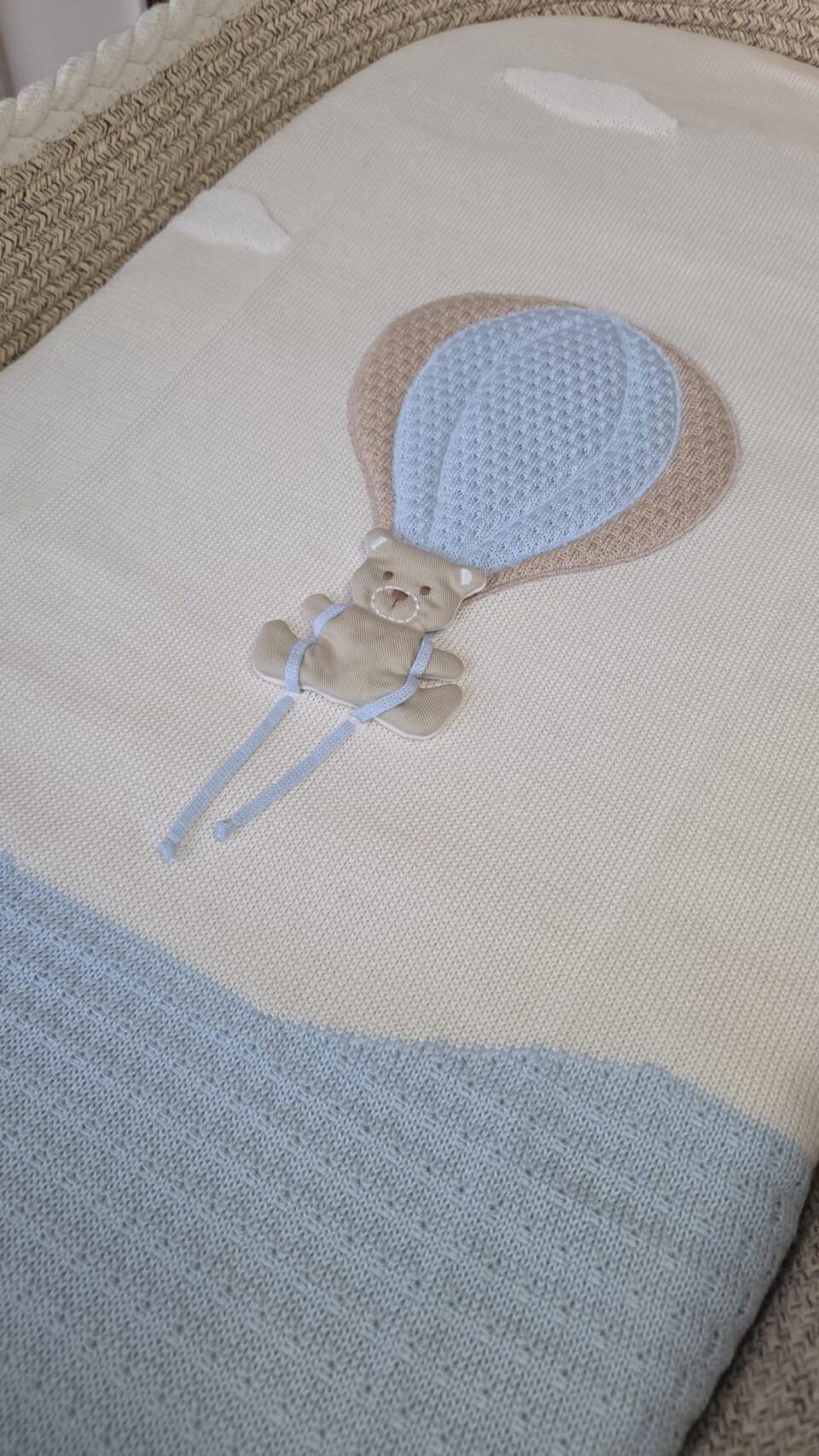 Copertina per carrozzina in filo di puro cotone Cielo / Vaniglia Marlù