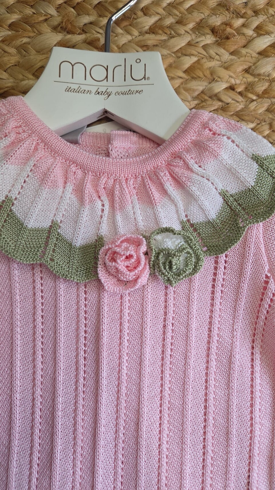 Tutina in filo di puro cotone Rosa Pesco / Vaniglia / Verde Oliva taglia 0-3 mesi Marlù