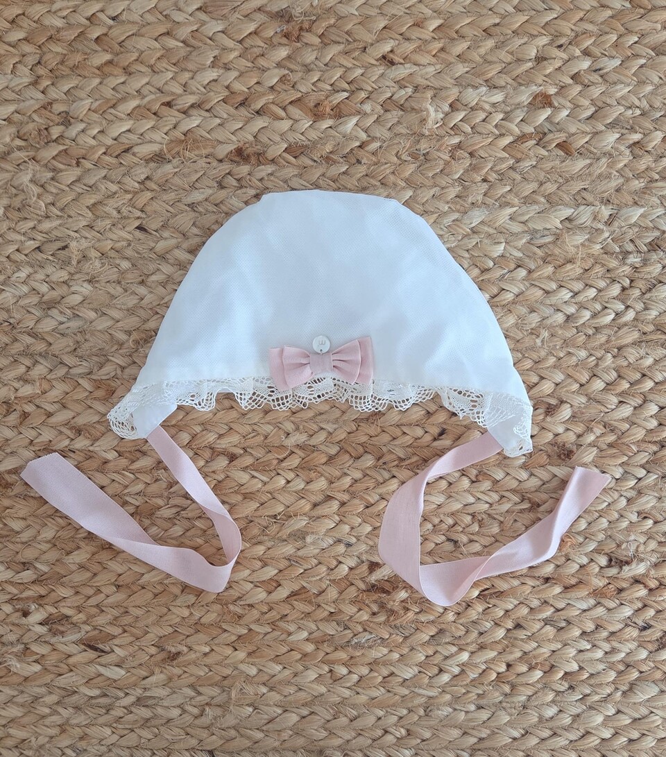Cuffietta in cotone Vaniglia / Rosa taglia 6-9 mesi Marlù