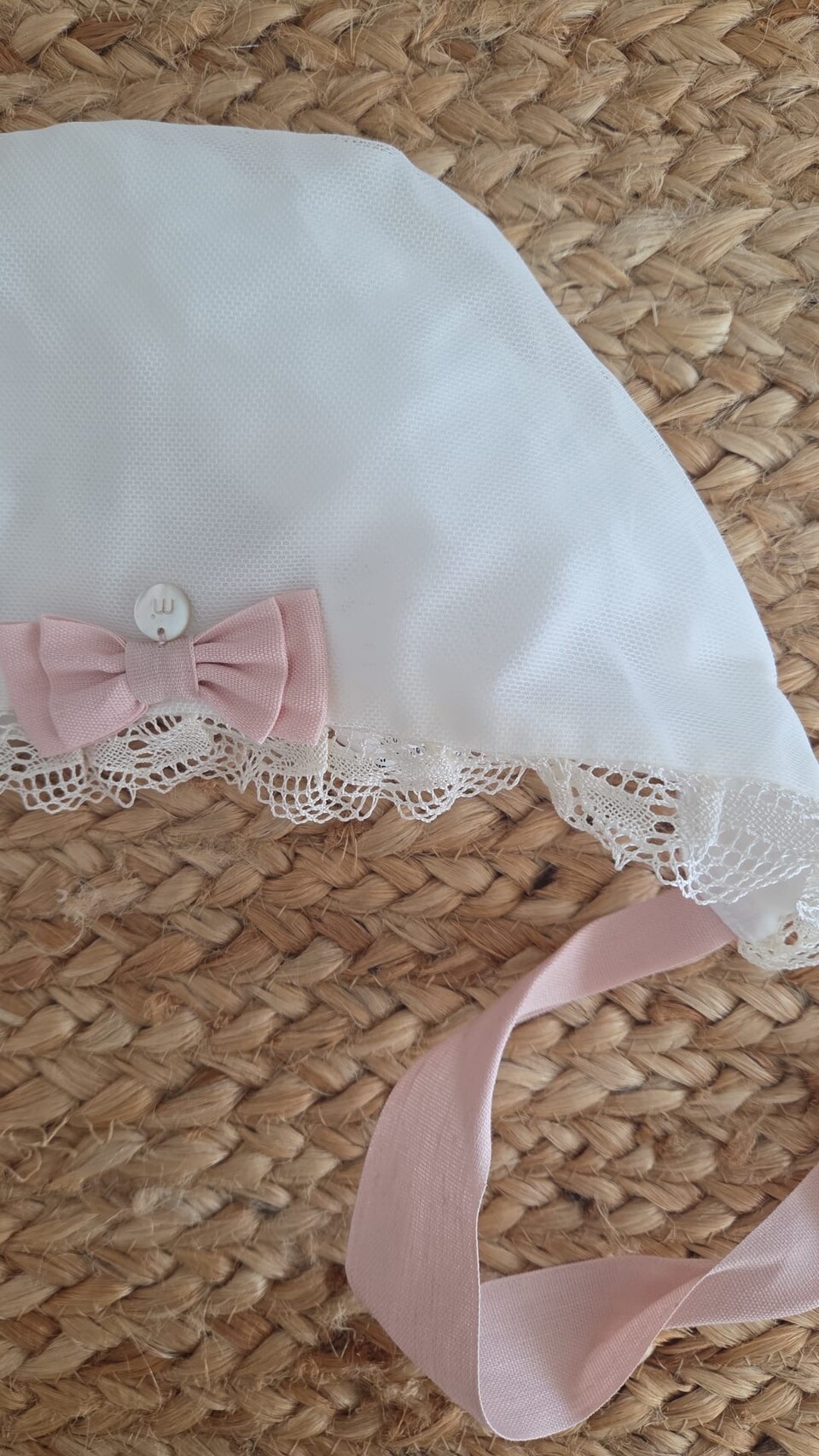 Cuffietta in cotone Vaniglia / Rosa taglia 6-9 mesi Marlù
