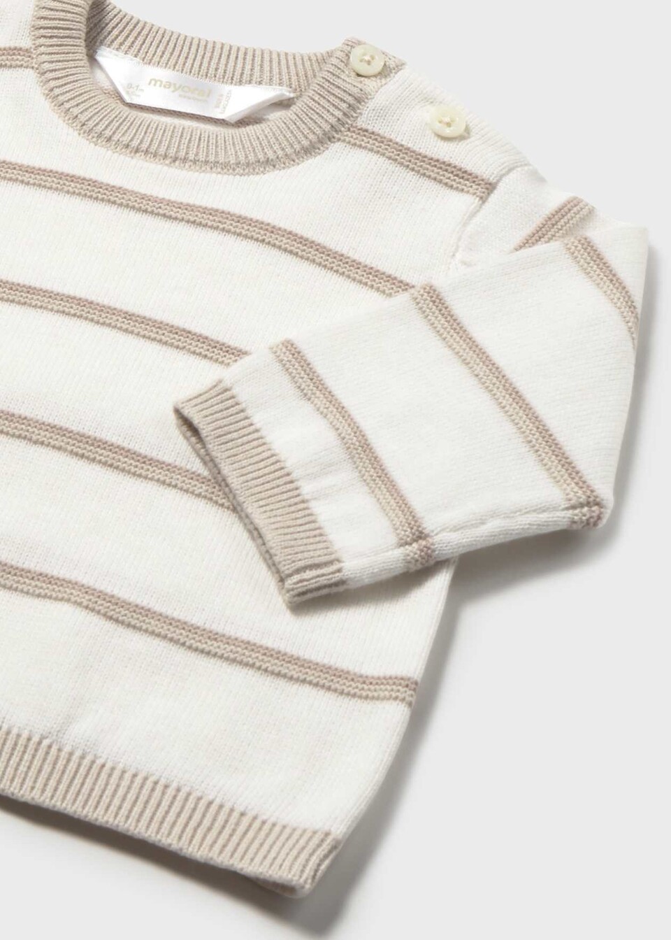 Maglione neonato a righe in puro cotone Bianco / Tortora Mayoral