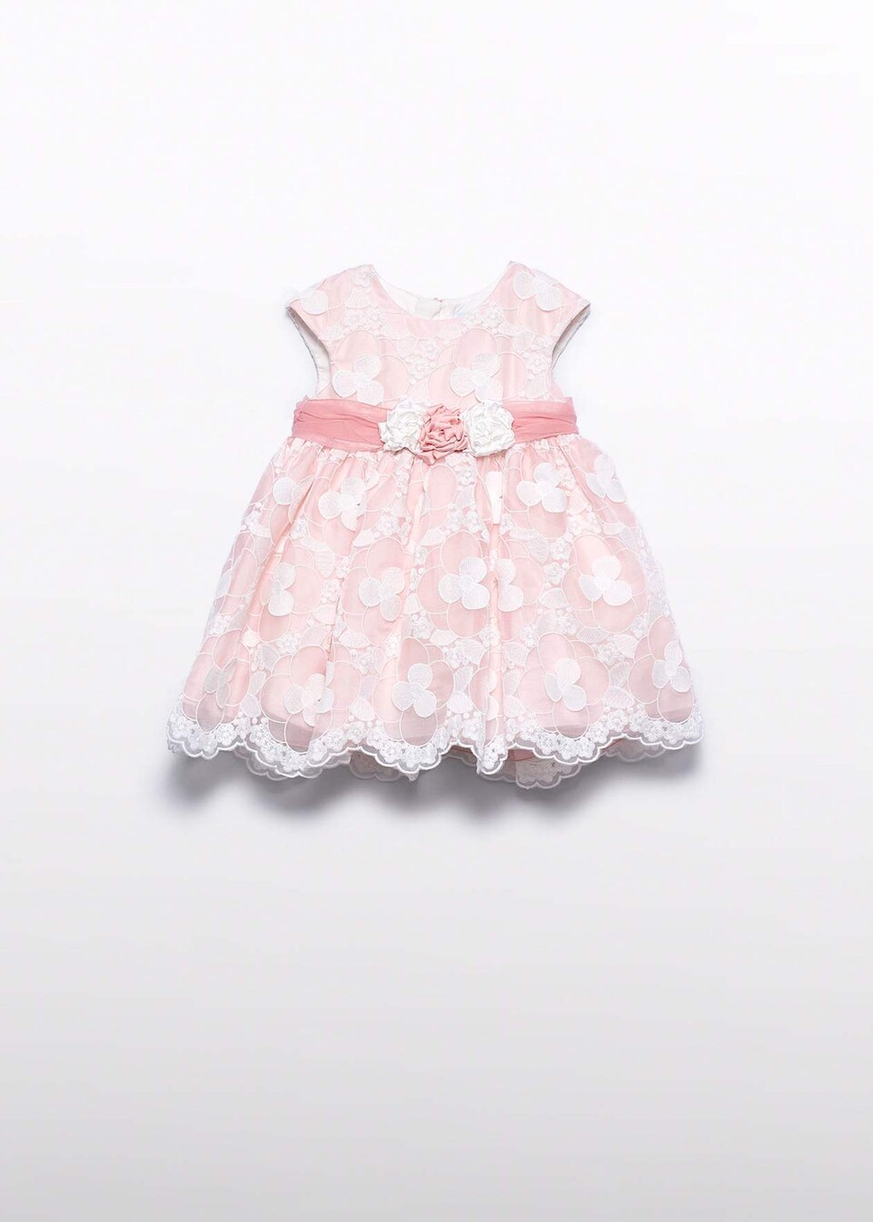 Abito elegante in organza ricamata Rosa / Bianco Abel e Lula