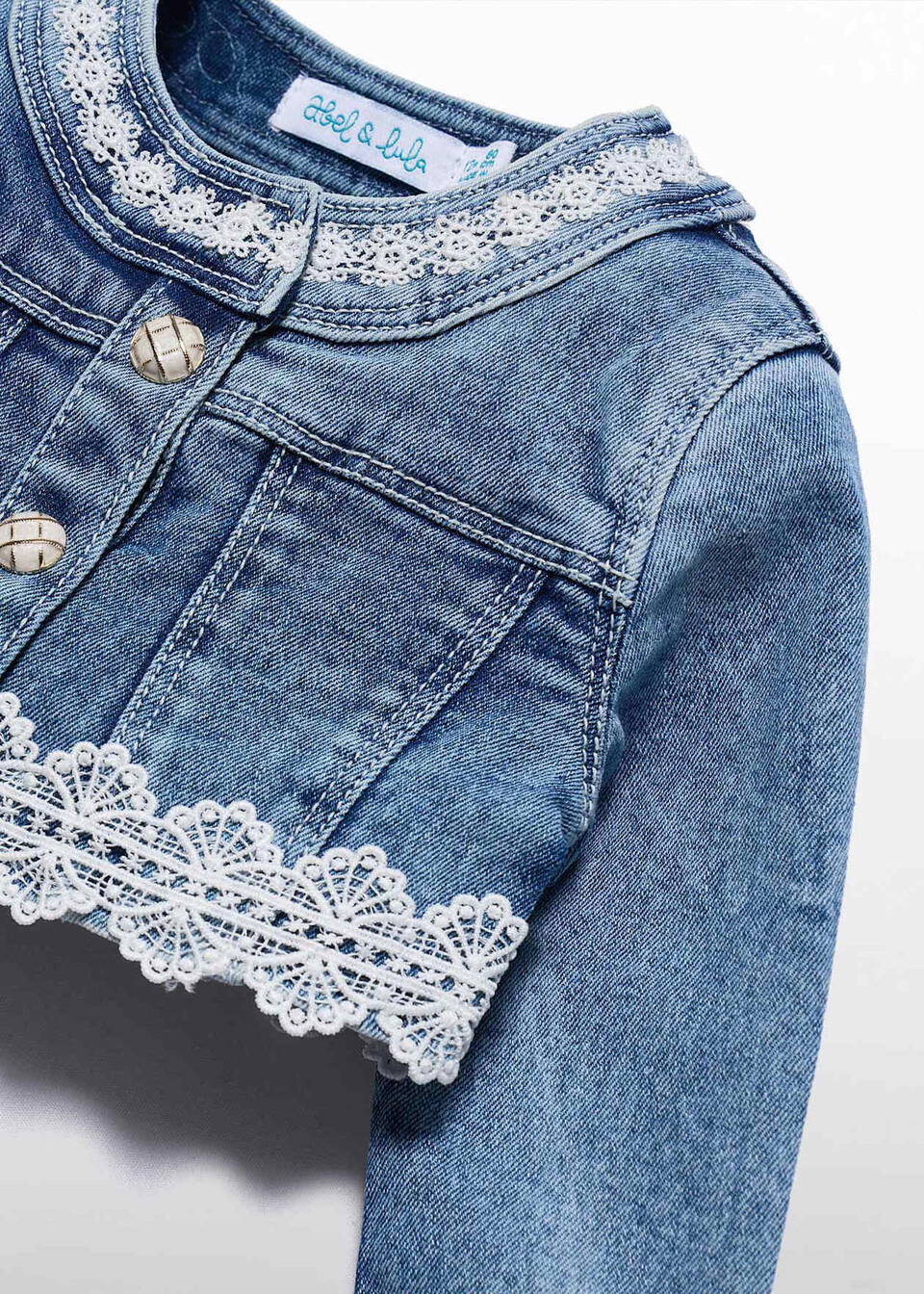 Giacca Denim con pizzo ricamato Abel e Lula