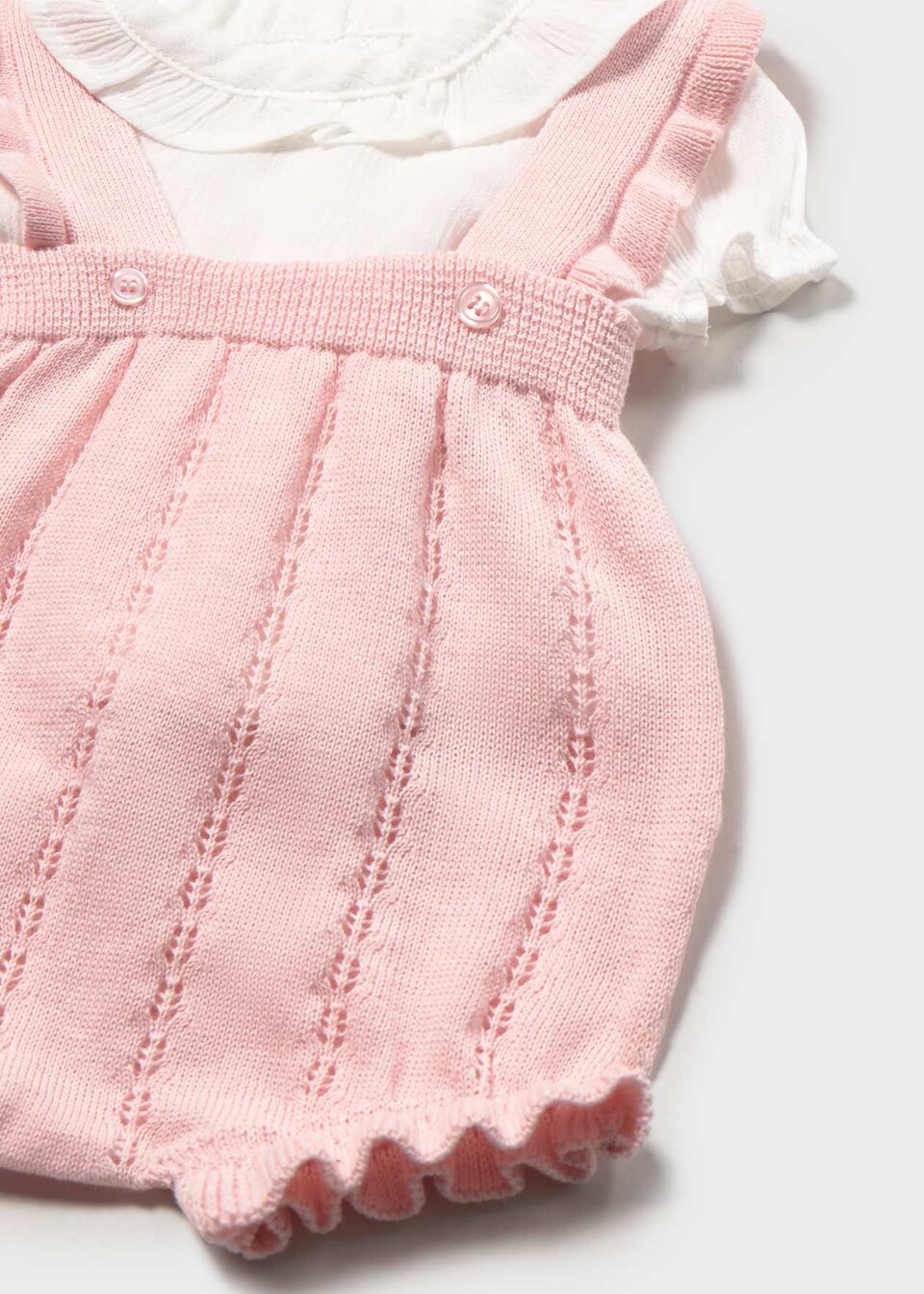 Salopette 2 pezzi in puro cotone Rosa / Bianco Mayoral