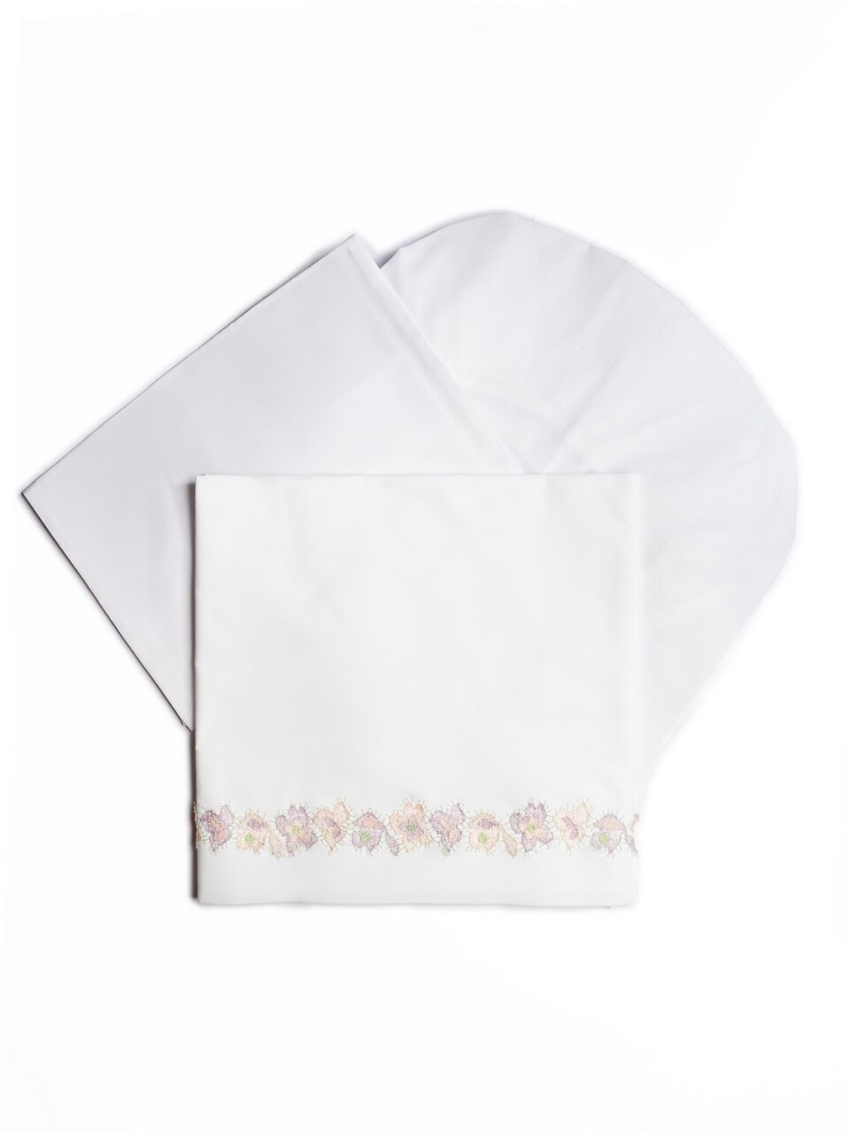 Set lenzuolino 3 pezzi per carrozzina in puro cotone Bianco Latte / Verde / Rosa / Lilla Barcellino