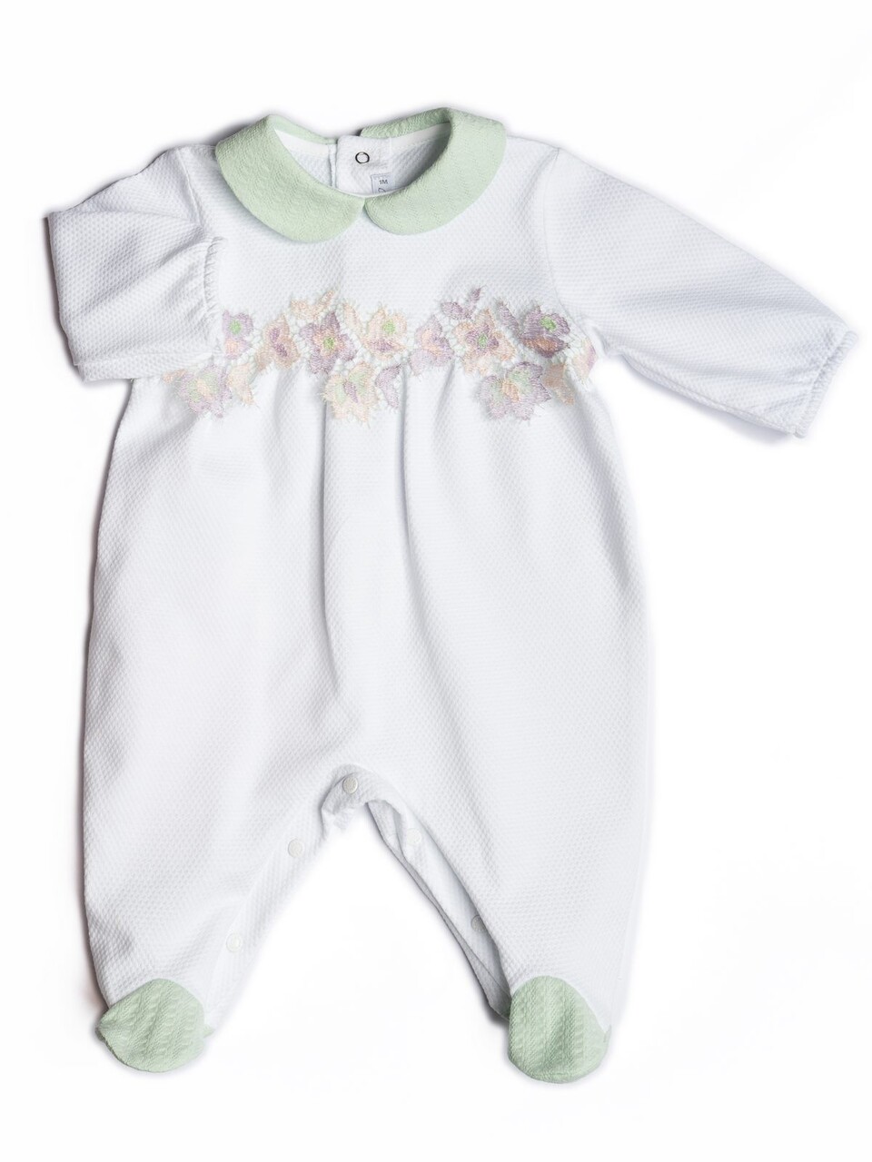 Tutina in jersey di cotone Bianco / Verde Barcellino