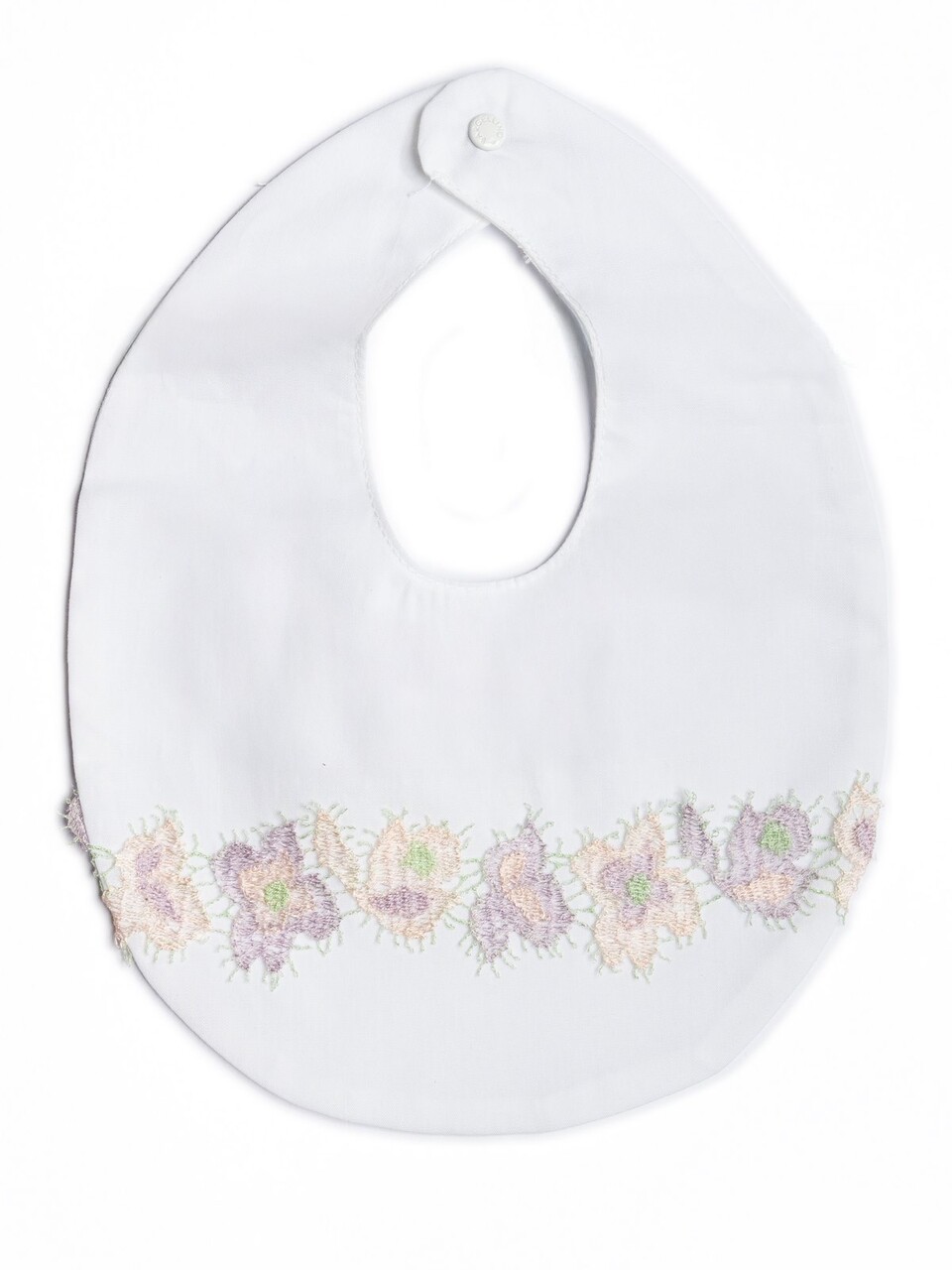 Bavetta in puro cotone Bianca con fiorellini Barcellino