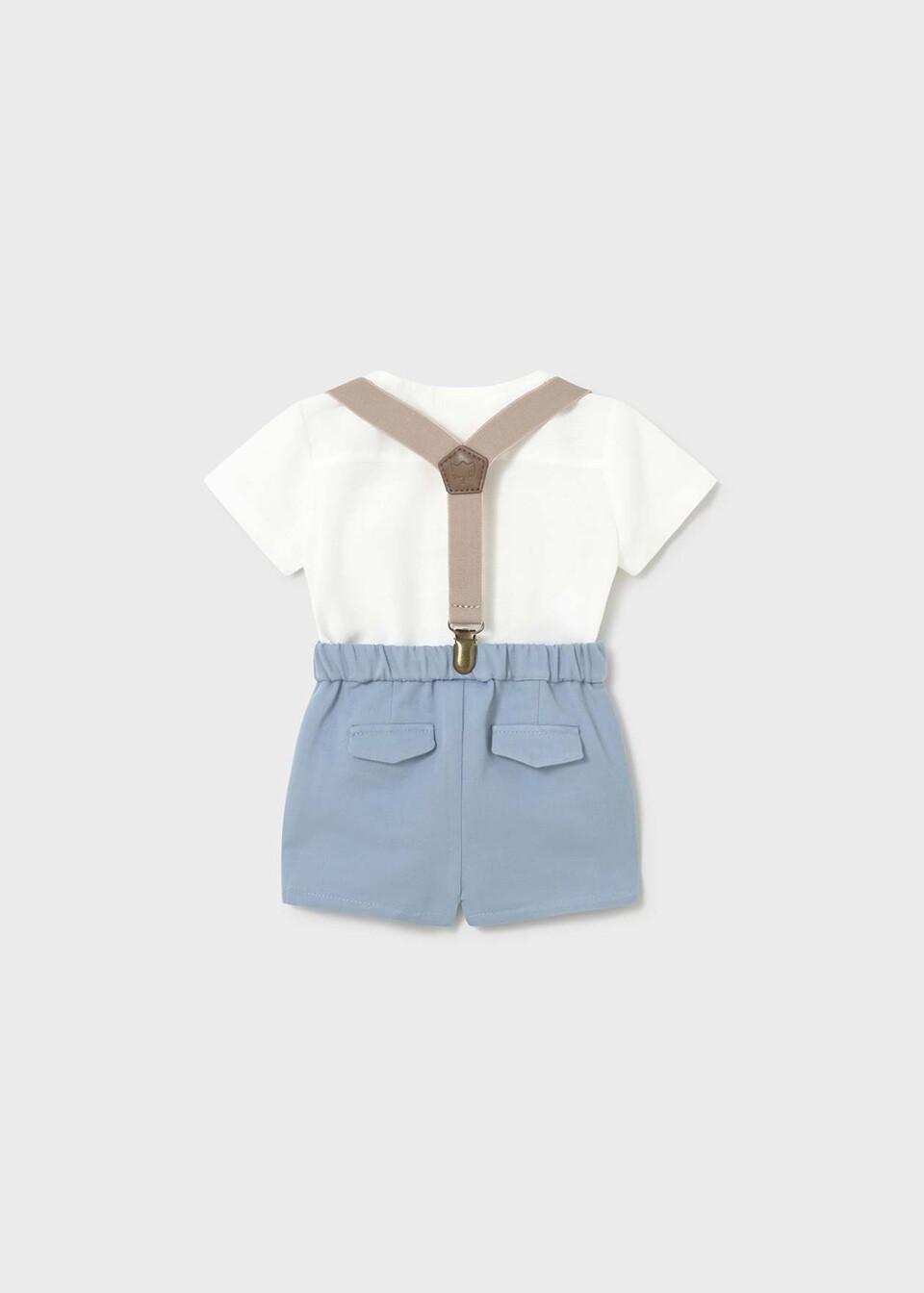 Completo elegante 3 pezzi in cotone e lino Bianco / Azzurro Mayoral